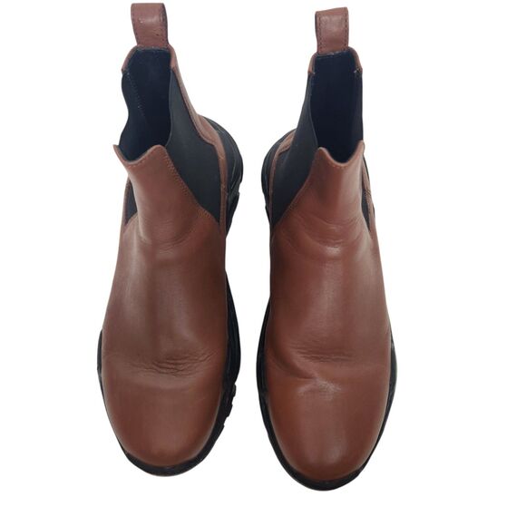 TIBI Boots Womens 9.5-10 Brown Black Diego Chelsea Leather Bootie Shoes Chunky - Picture 4 of 10